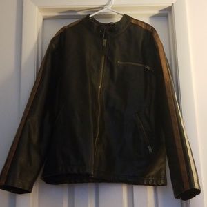 Men's XXL Brown Bomber Faux Leather Jacket